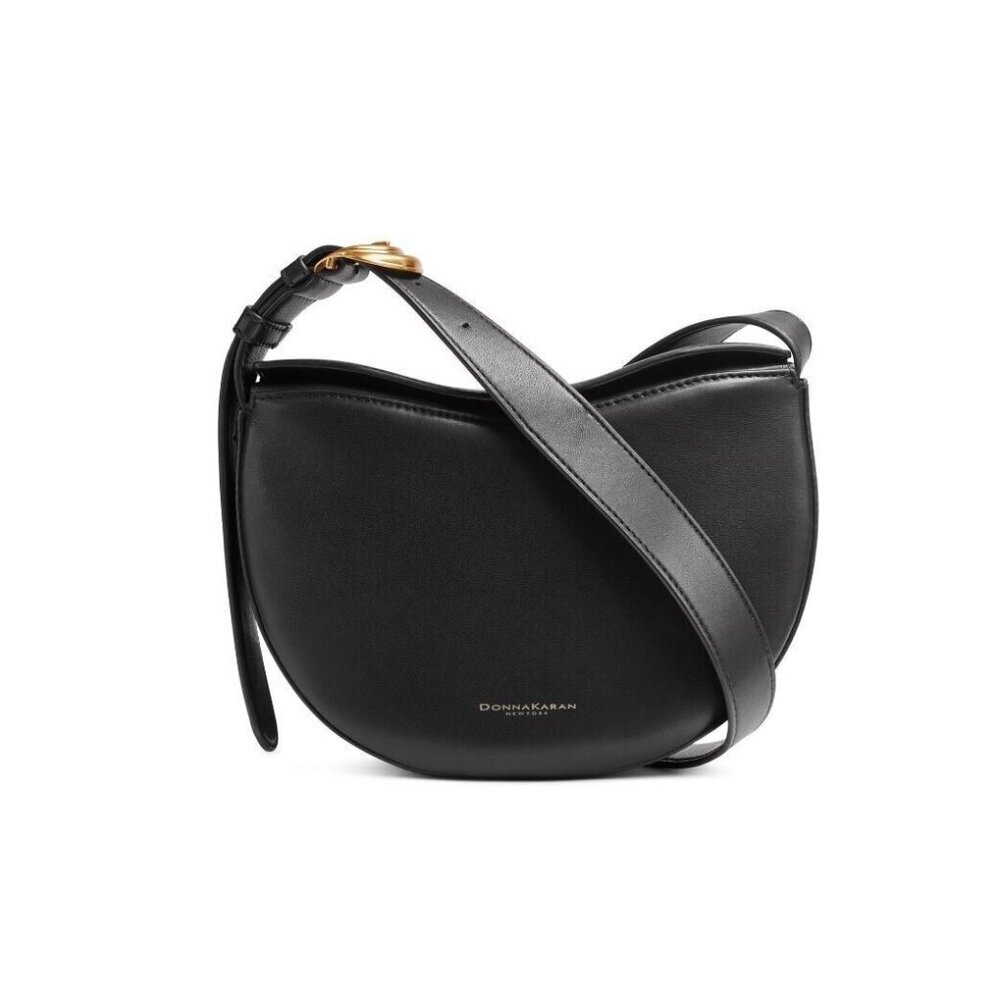 Donna Karan NY Valley Stream buckle smooth leather crossbody + Dust bag - BLACK